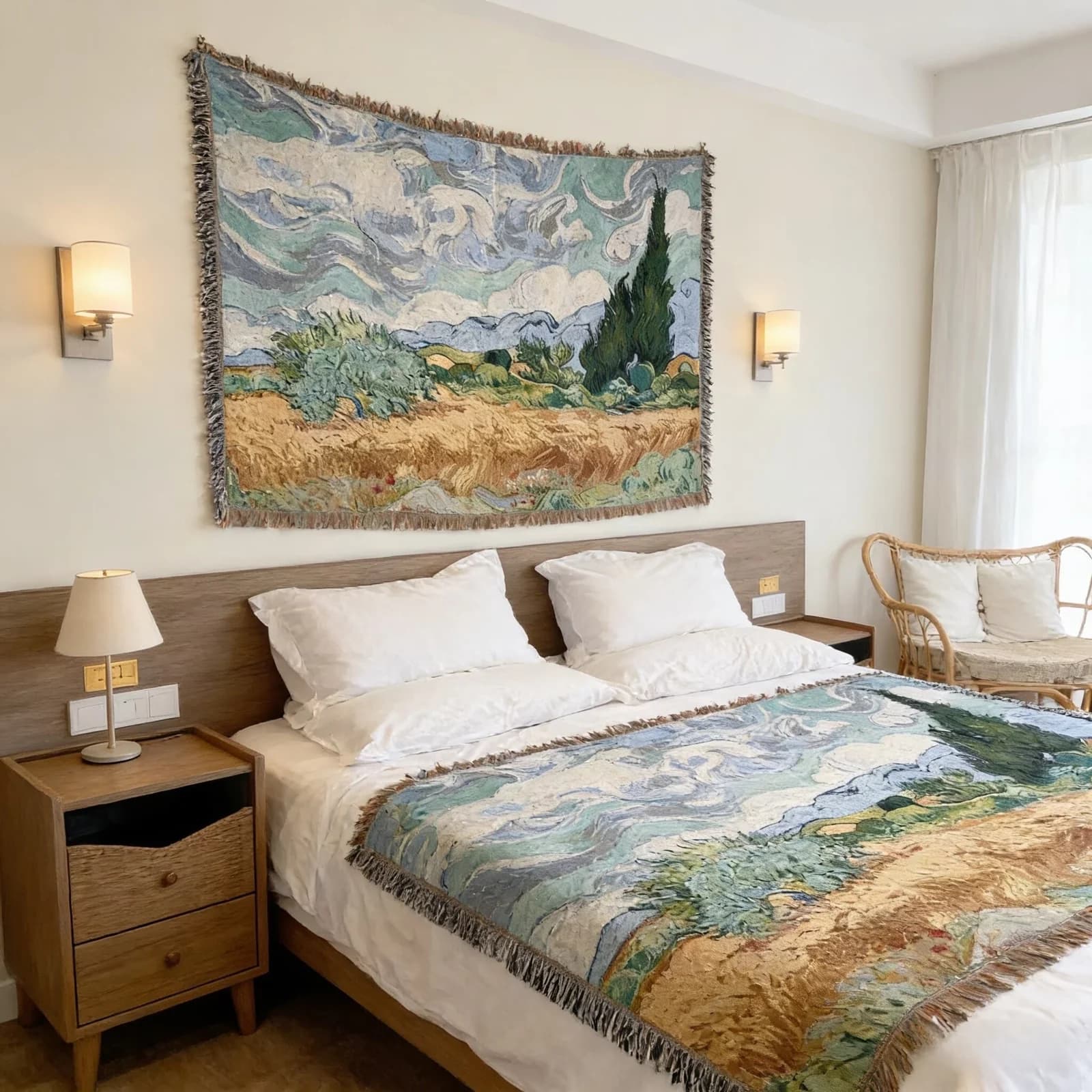 Gewebte Wandteppich-Decke im Van-Gogh-Stil für Sofa & Wanddeko