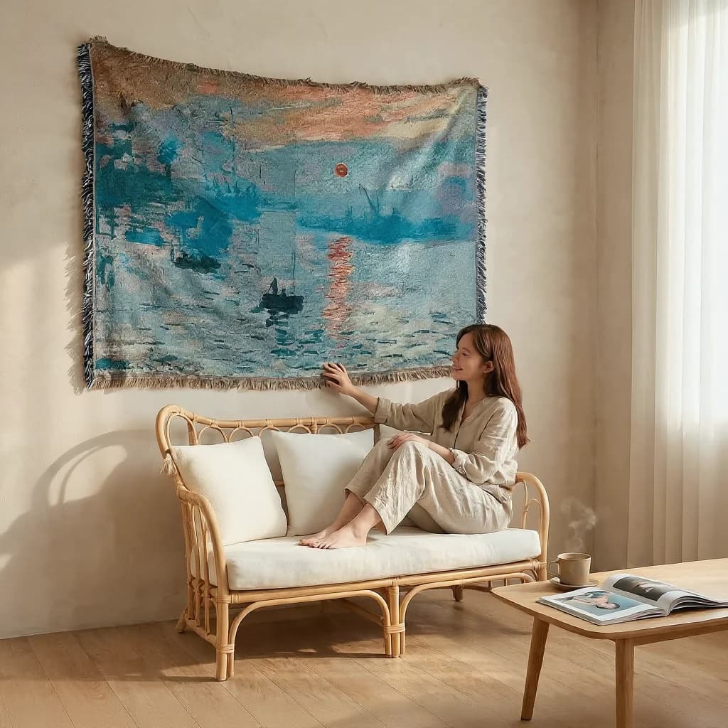 Tapisserie-Wurfdecke im Ölgemälde-Stil für Sofa & Wanddekoration