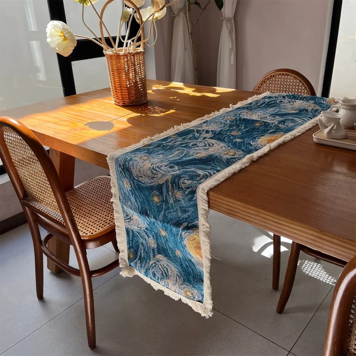 Tischläufer und Tischdecke Sternennacht Jacquard-Dekor