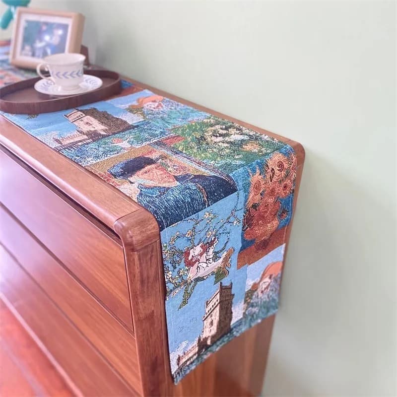 Tischläufer im Van-Gogh-Stil aus Baumwoll-Leinen-Mischung