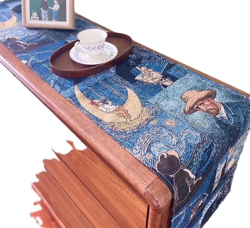 Tischläufer im Van-Gogh-Stil aus Baumwoll-Leinen-Mischung