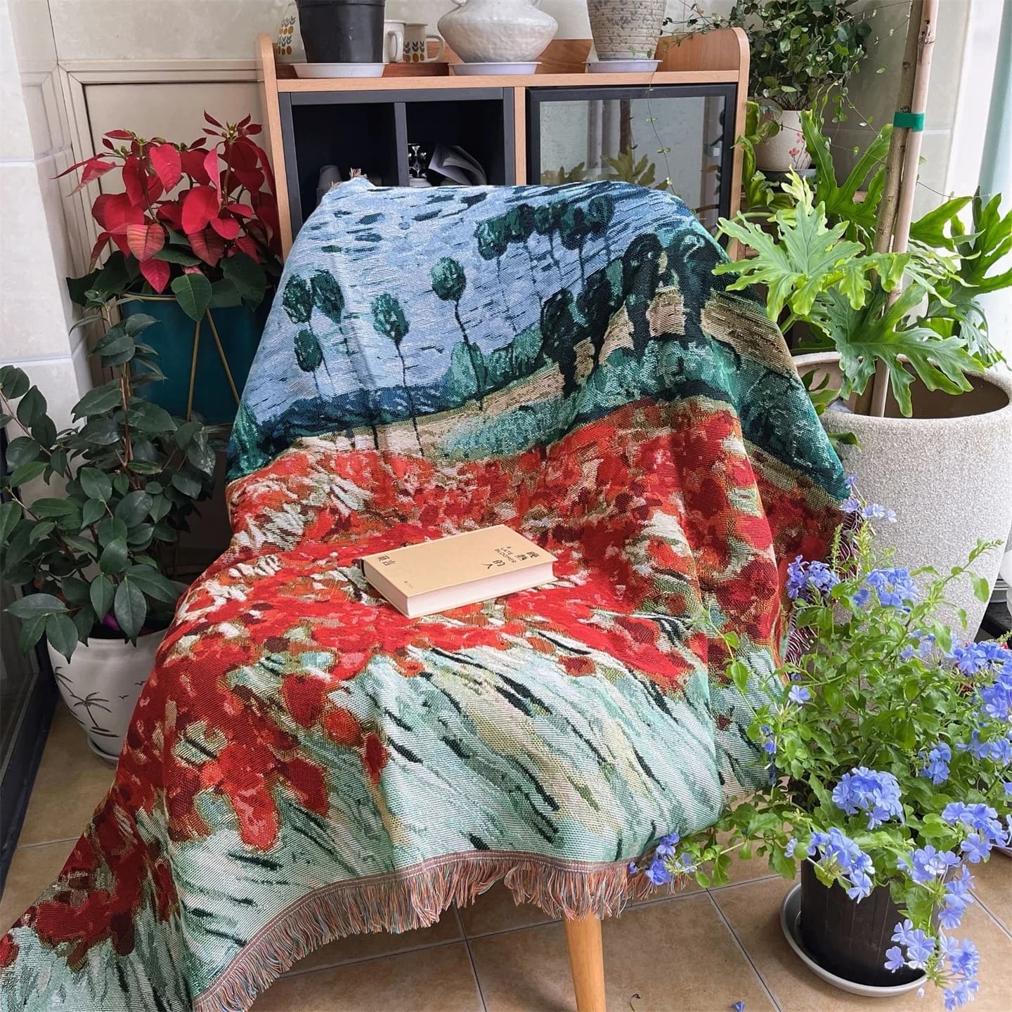 Vintage Kunst Wurfdecke Baumwollmischung Sofabezug Tapestry