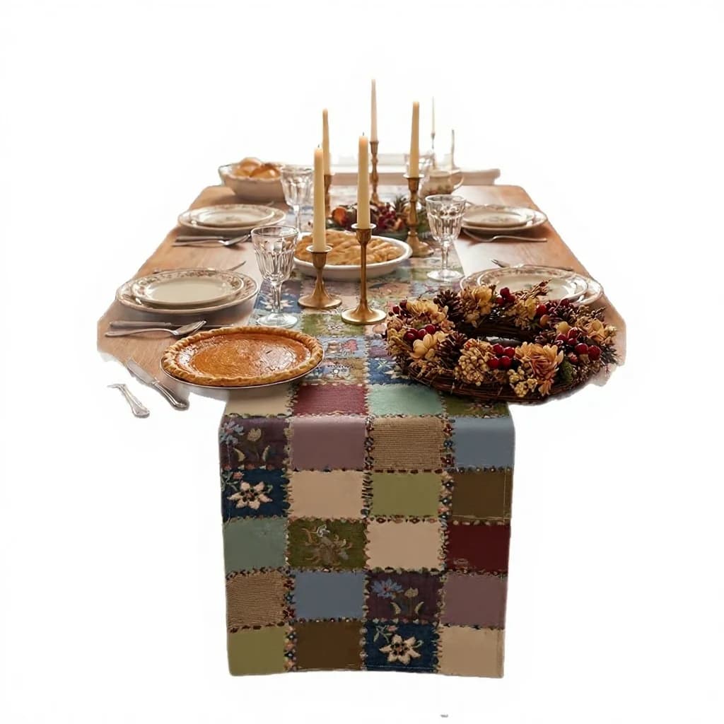 Tischläufer und Tischset aus Baumwolle-Leinen-Mix mit Blumenmuster