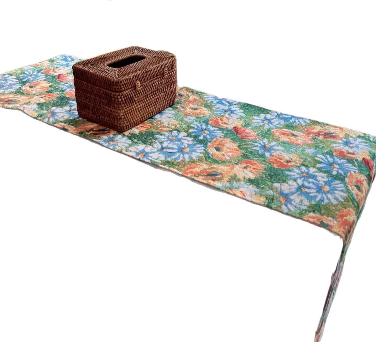 Tischläufer & Untersetzer 'Monet Garden' mit Blumendruck, Baumwollmischung