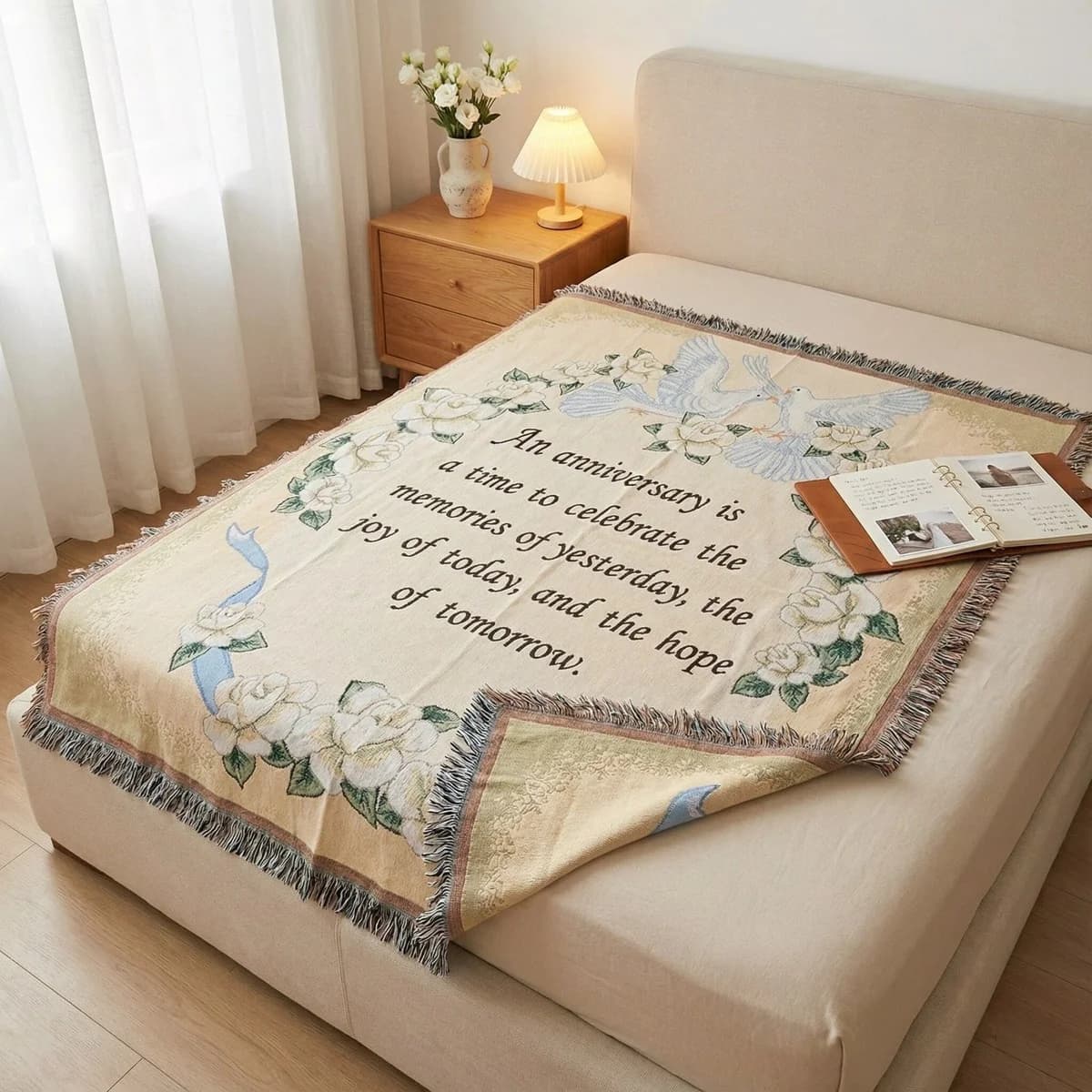 Gewebte Wandteppich-Decke mit Quasten für Sofa, Bett & Wanddekoration