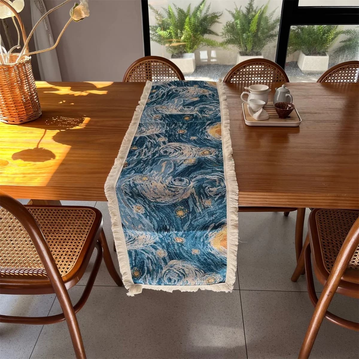 Tischläufer im Van-Gogh-Stil aus Baumwollmischung, dekorativer Stoff