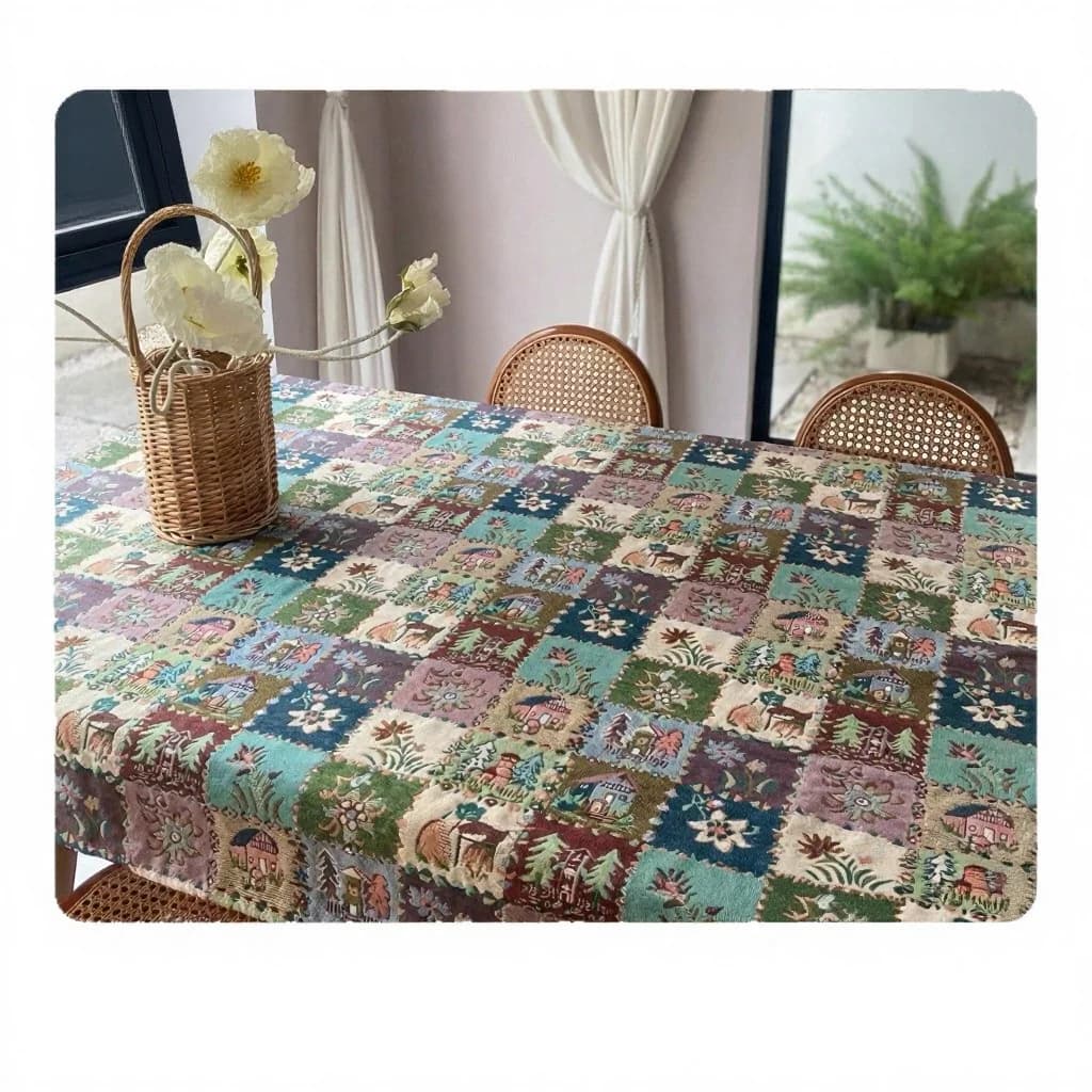 Jacquard-Tischläufer im American-Country-Stil mit Blumen-Ölgemälde-Design