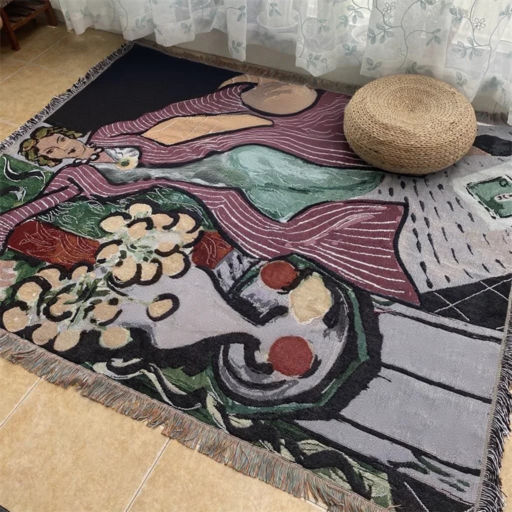 Kunst-Tapete im Matisse-Stil als Wurfdecke für Sofa und Wanddeko
