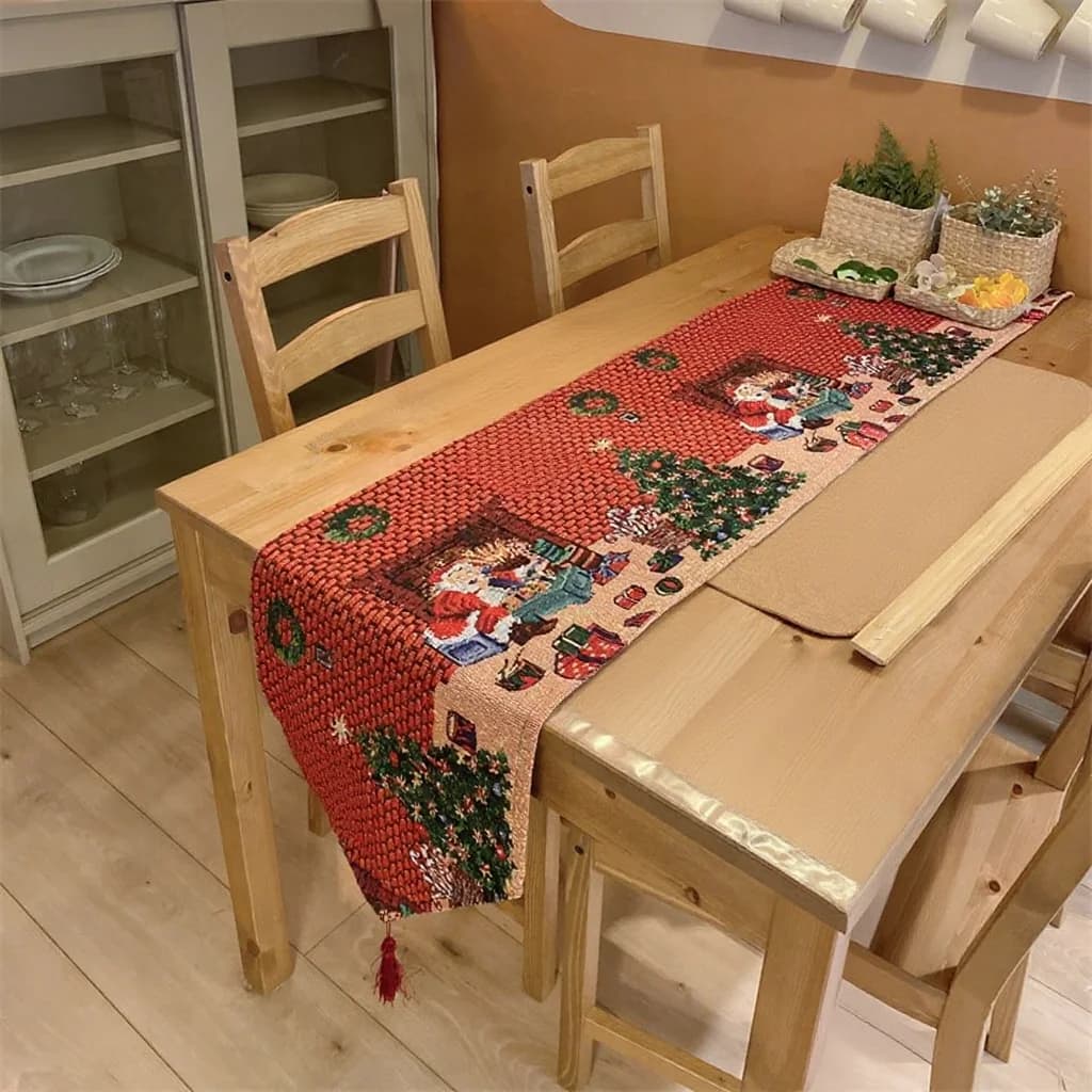 Weihnachtlicher Tischläufer aus Baumwollmischung