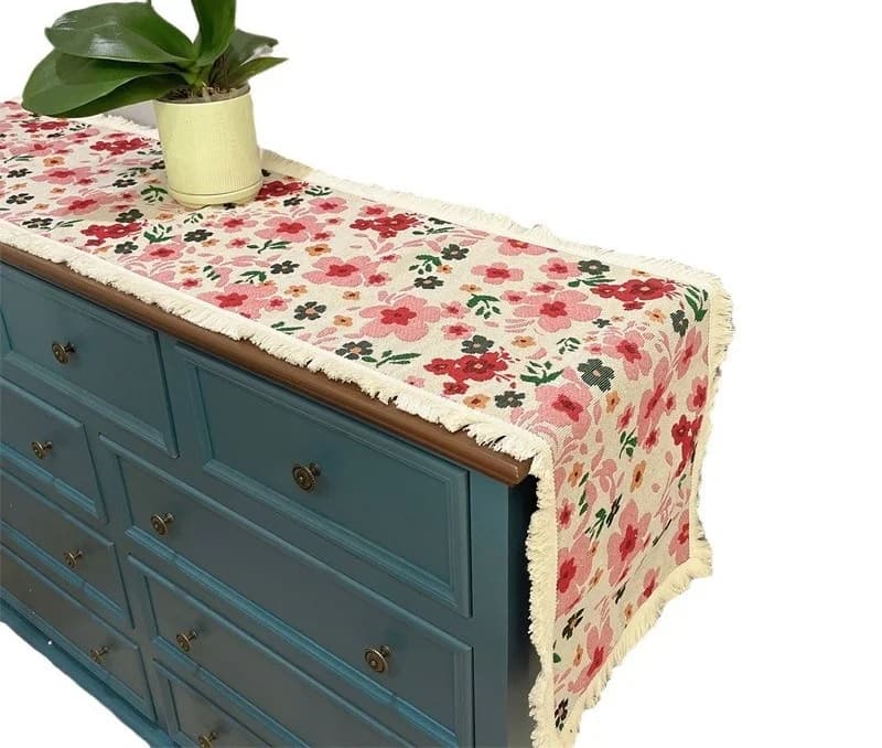 Tischläufer im American-Country-Stil, Baumwolle-Mix, Blumendekor