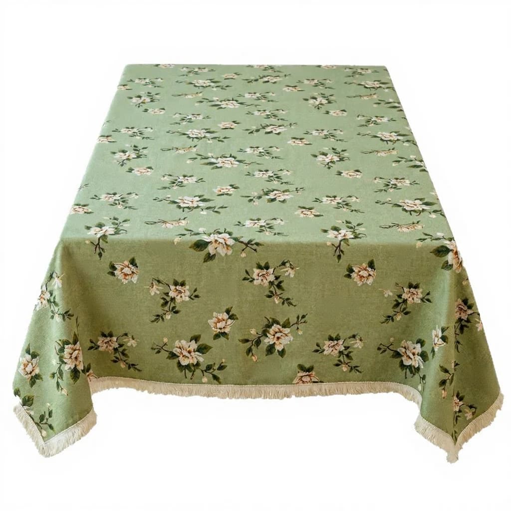 Rustikaler Jacquard-Tischläufer und Tischdecke mit Blumendekor