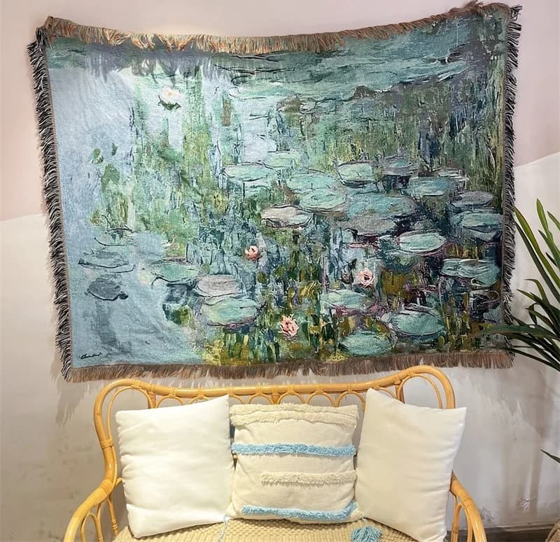 Vintage-Kunstdruck-Wurfdecke, 130x160 cm