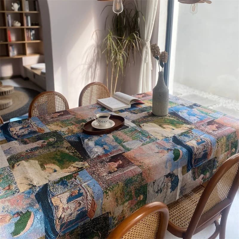 Rechteckige Tischdecke aus Polyester-Baumwoll-Mischung für Esszimmer, Schreibtisch & Garten