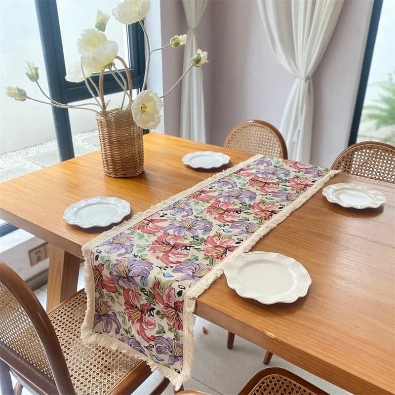 Tischläufer Jacquard Blumen Amerikanischer Landhausstil