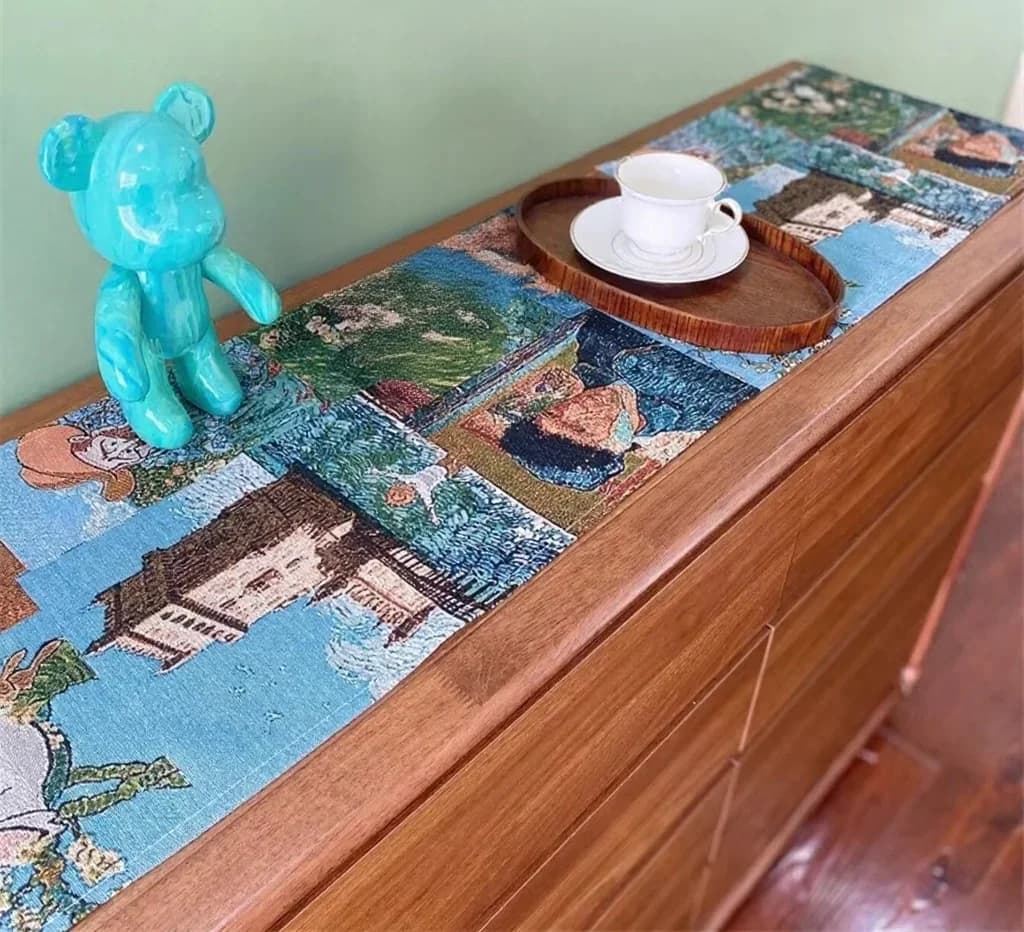 Tischläufer im Van-Gogh-Stil aus Baumwoll-Leinen-Mischung