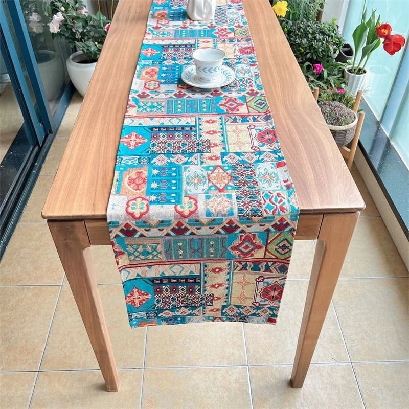 Boho Tischläufer Retro Blumendeko-Stoff