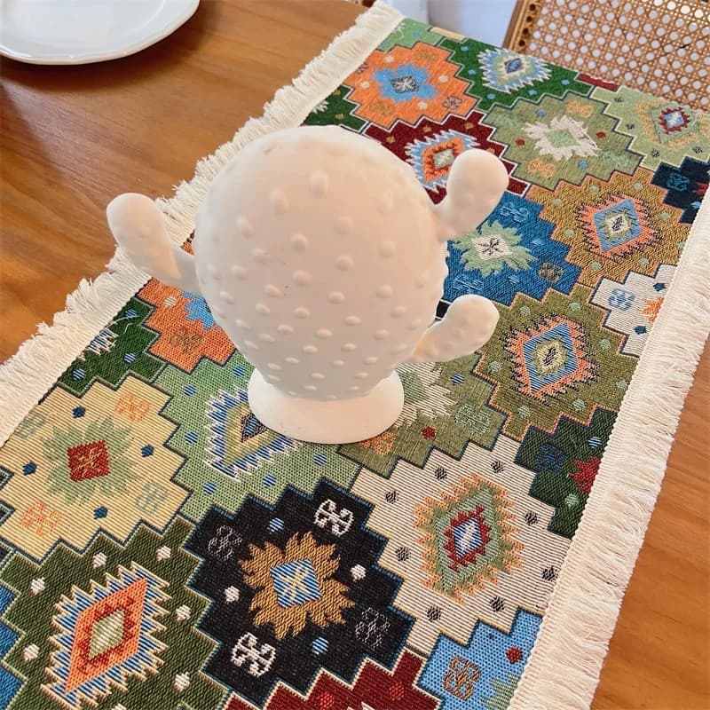 Boho Tischläufer Geometrisches Muster Baumwolle-Polyester-Mix