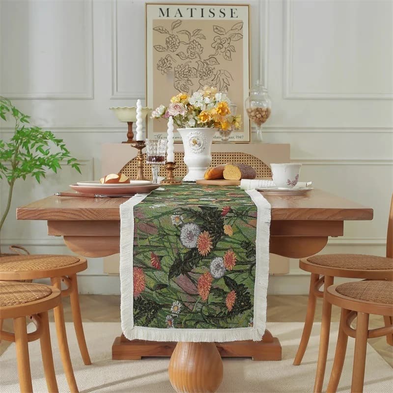 Jacquard-Tischläufer Baumwollmischung Blumenmuster