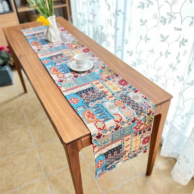 Boho Tischläufer Retro Blumendeko-Stoff