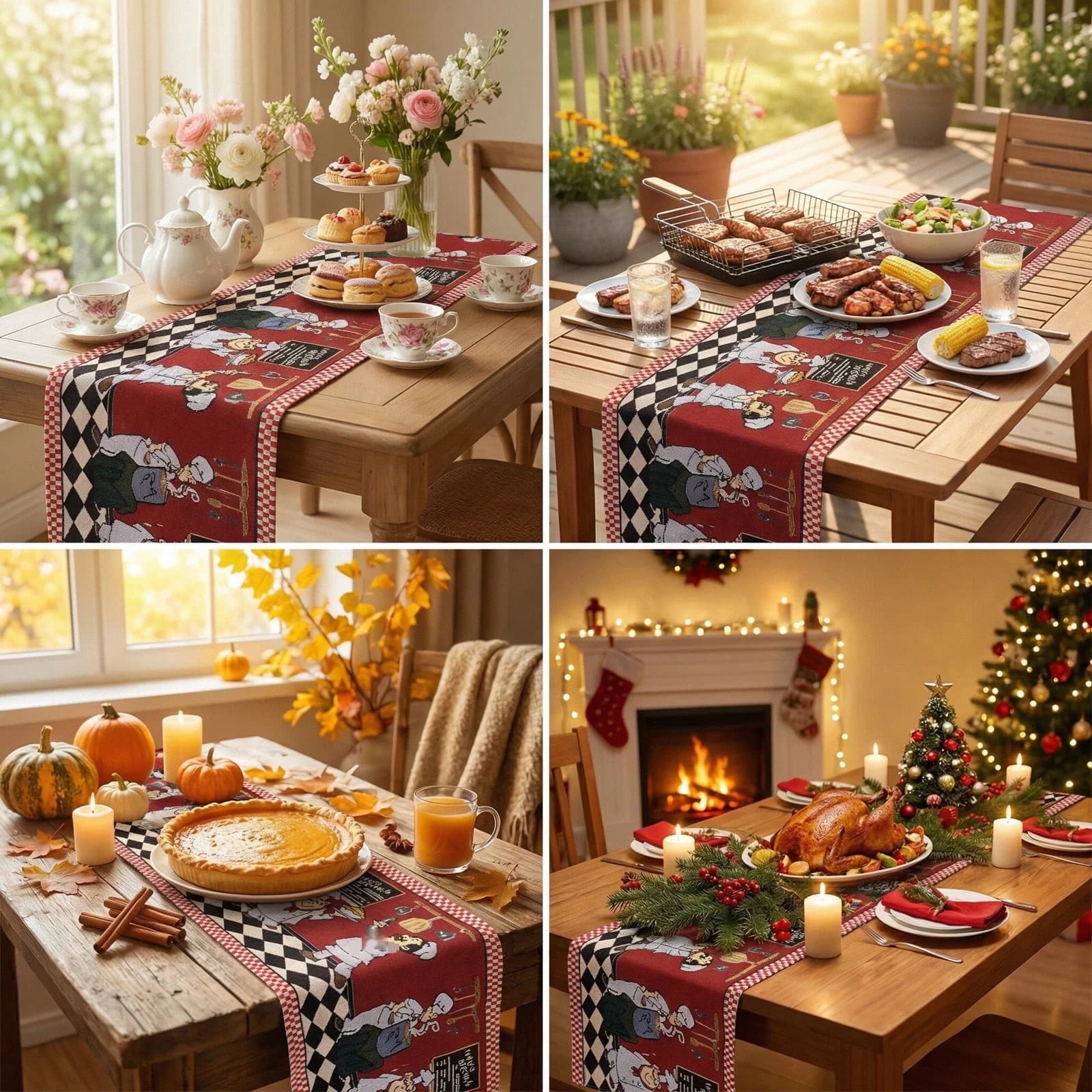 Weihnachts-Tischläufer aus Polyester-Baumwoll-Mischung