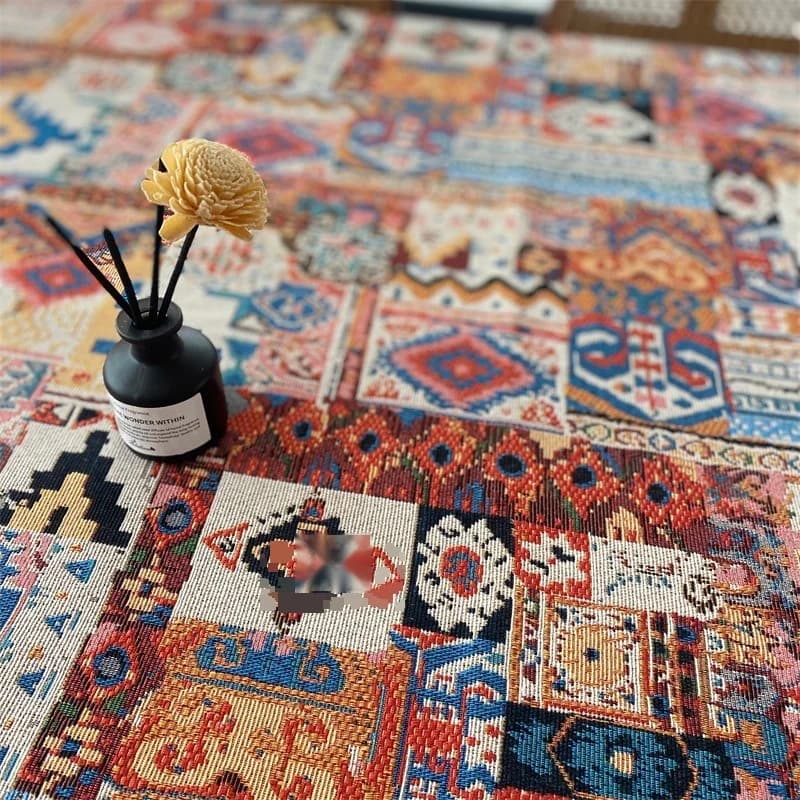 Retro-bohemische Jacquard-Tischdecke mit geometrischem Muster