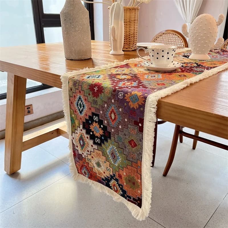 Bohemian Tischläufer Baumwollmischung für Esszimmer und Wohnzimmerdeko