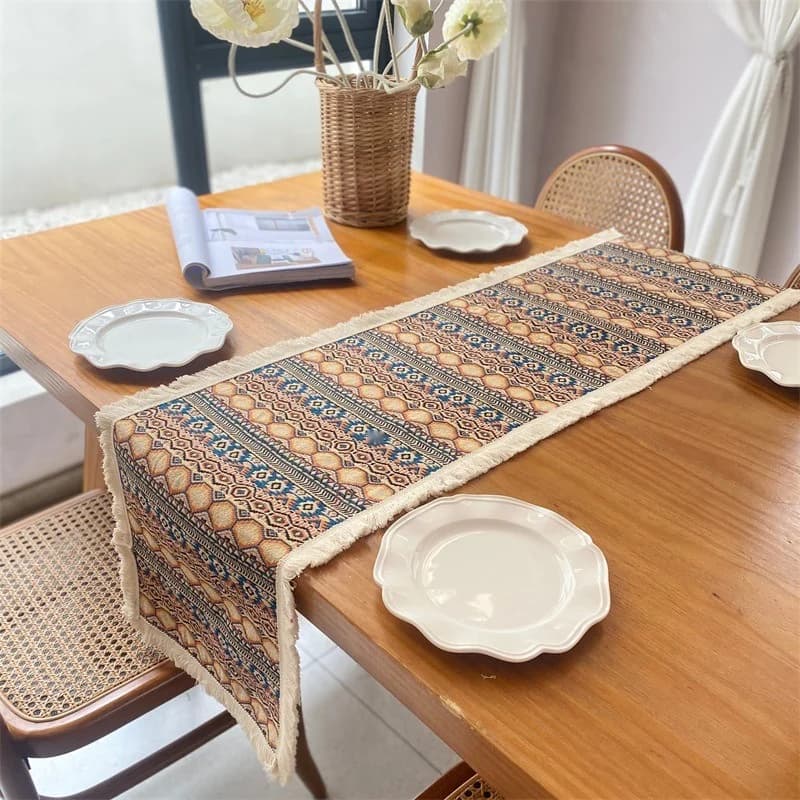 Boho-Tischläufer Geometrisch Abstrakt Baumwollmischung