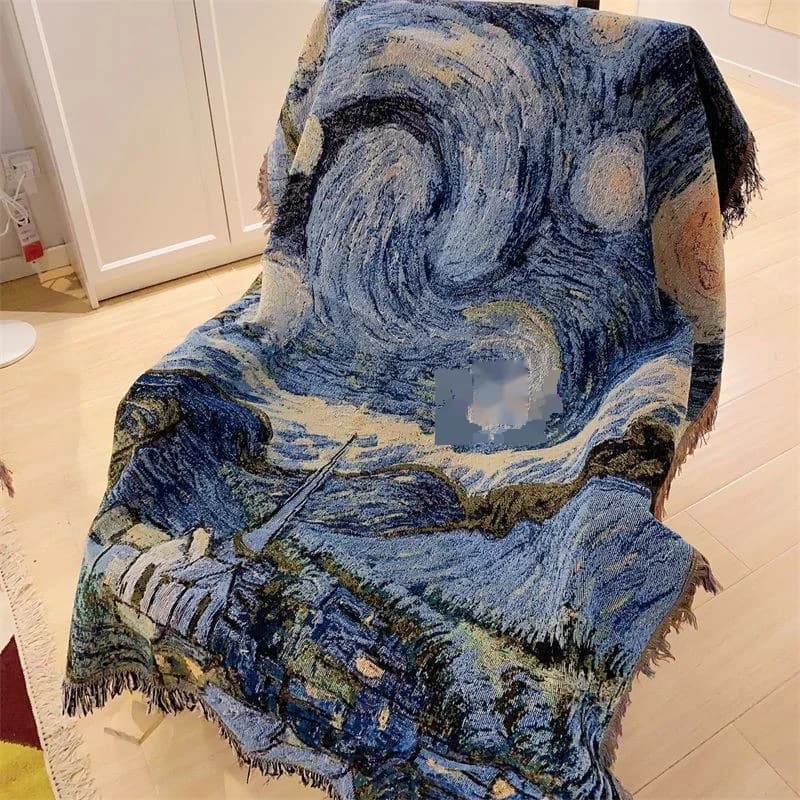 Sofaüberwurf „Sternennacht“ nach Van Gogh aus Baumwollmischung