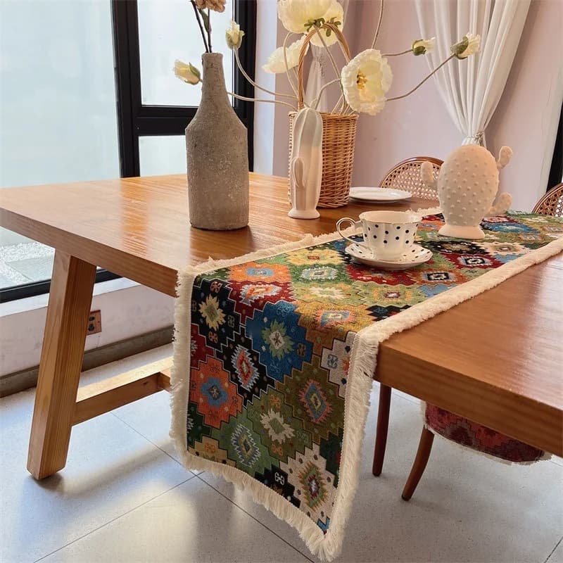 Bohemian Tischläufer Baumwollmischung für Esszimmer und Wohnzimmerdeko
