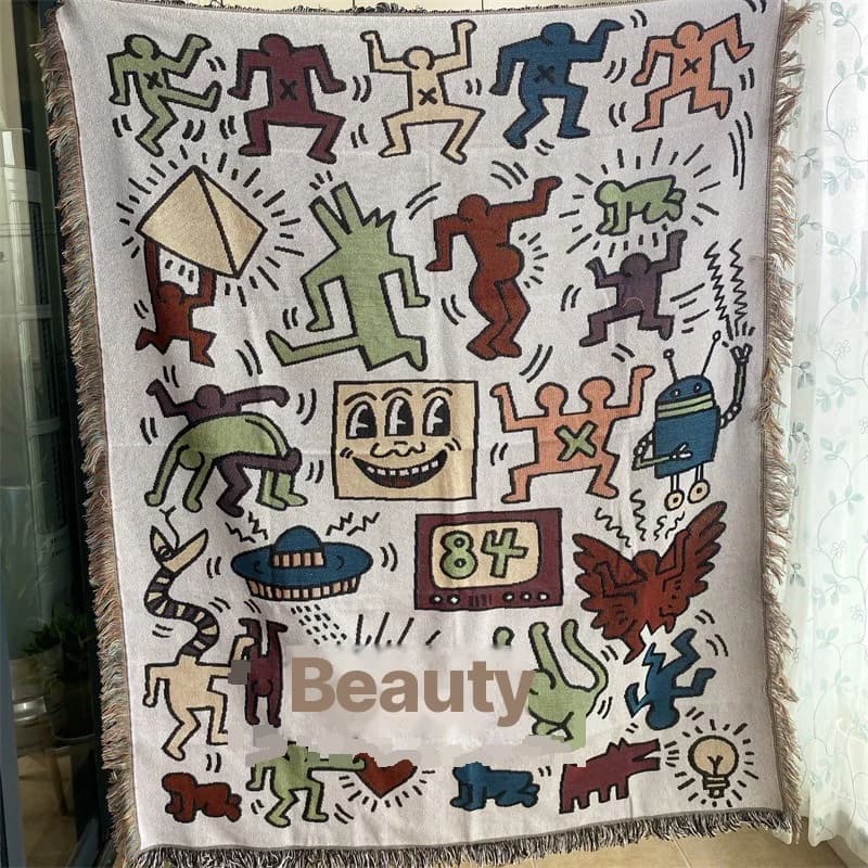 Vintage Kunst Wurfdecke Baumwollmischung Sofabezug Tapestry