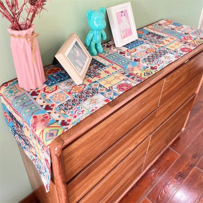 Boho Tischläufer Retro Blumendeko-Stoff