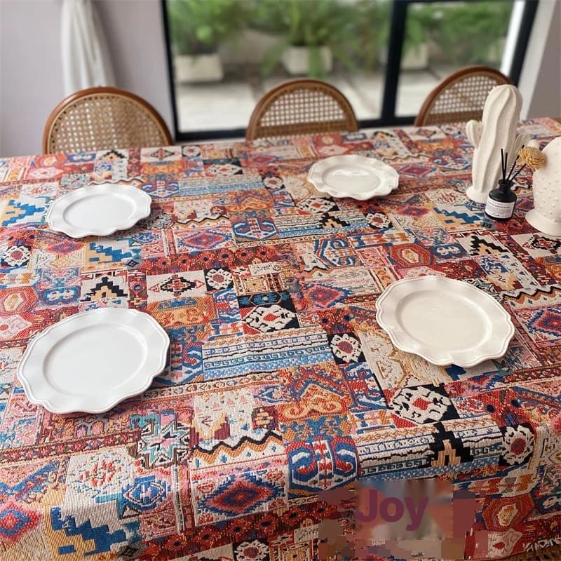 Retro-bohemische Jacquard-Tischdecke mit geometrischem Muster