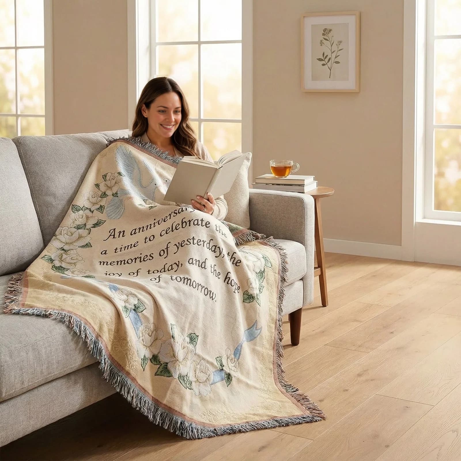 Boho-Wurfdecke aus Baumwollmischung mit Quasten