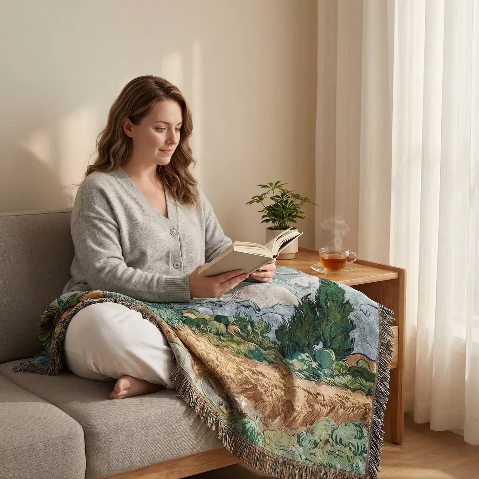 Gewebte Wandteppich-Decke im Van-Gogh-Stil für Sofa & Wanddeko