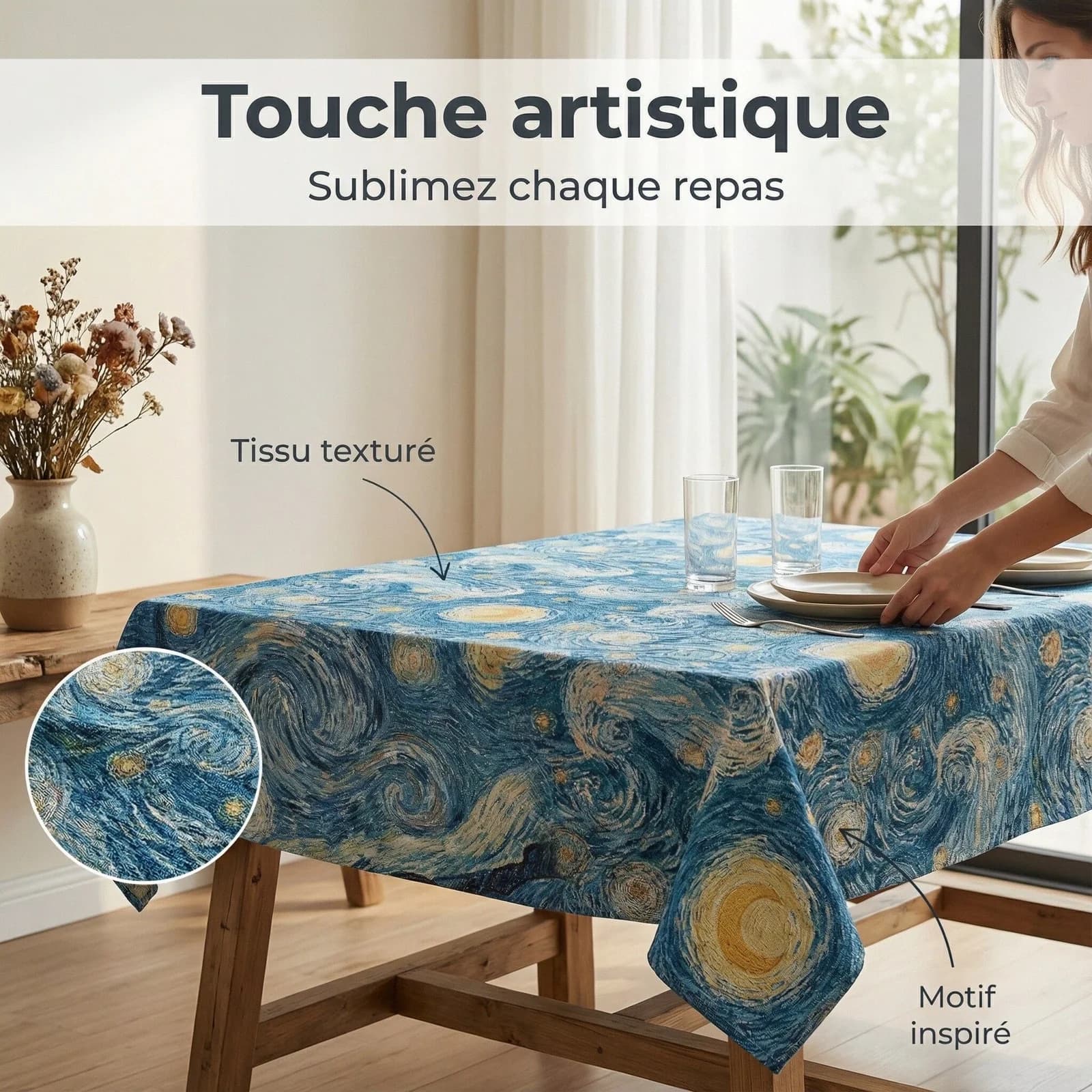 Tischläufer und Tischdecke Sternennacht Jacquard-Dekor