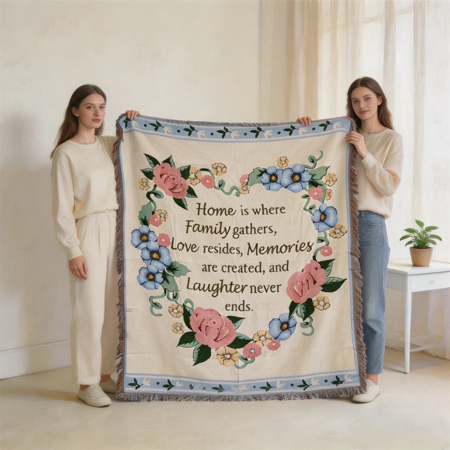 Gewebte Wurfdecke aus Baumwollmischung für Sofa & Wanddeko 130x160cm