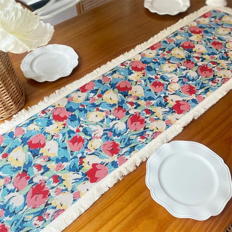 Tischläufer Jacquard Blumen Amerikanischer Landhausstil