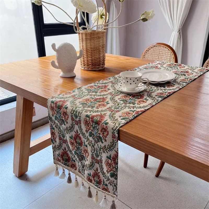 Tischläufer im amerikanischen Stil mit Quasten für Esszimmer & Wohnraum