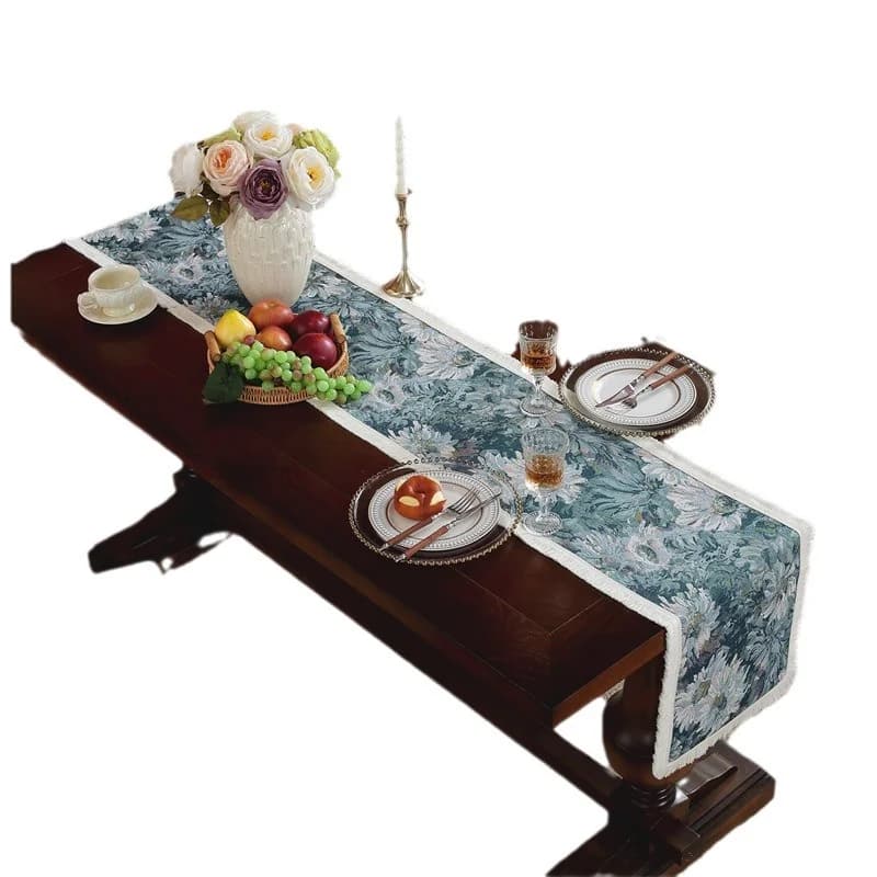 Vintage Tischläufer im Ölgemälde-Stil mit Blumenmuster für Esstisch & TV-Schrank