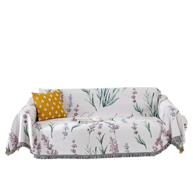 Französische Lavendel-Sofadecke aus Baumwollmischung für 3-Sitzer-Couch