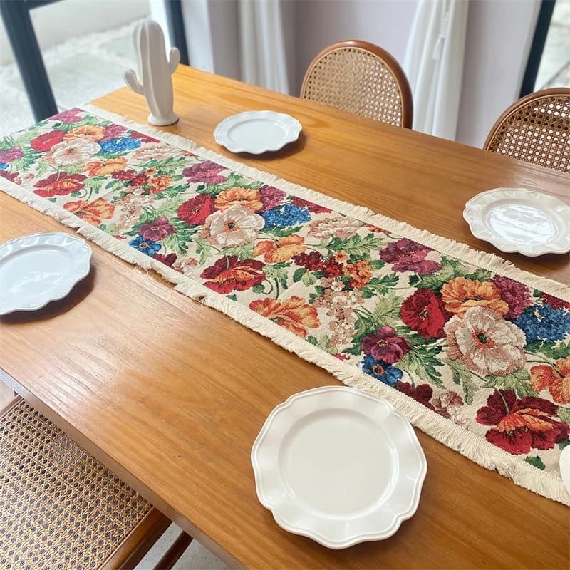 Tischläufer Jacquard Blumen Amerikanischer Landhausstil
