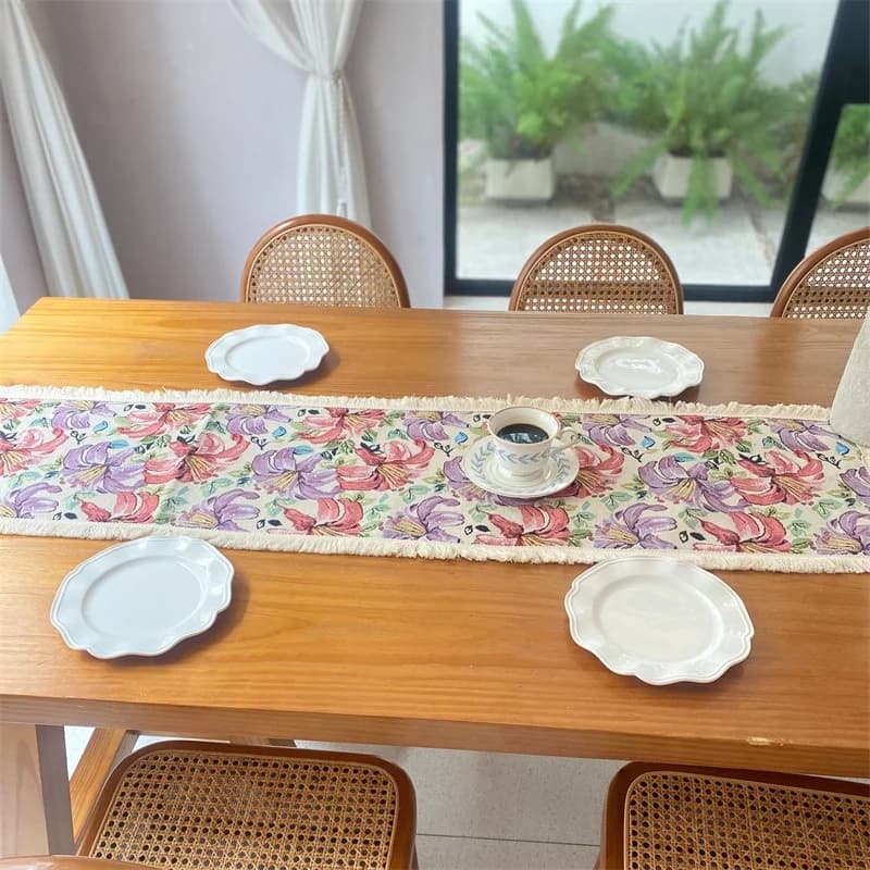 Tischläufer Jacquard Blumen Amerikanischer Landhausstil